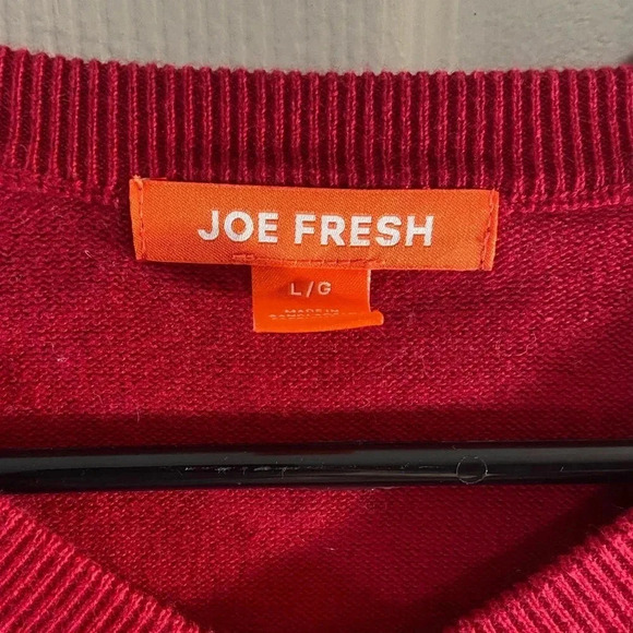 ♦️🖍️ Joe Fresh mens Pullover  sweater knitwear Sz L Red Cotton. - Picture 2 of 3